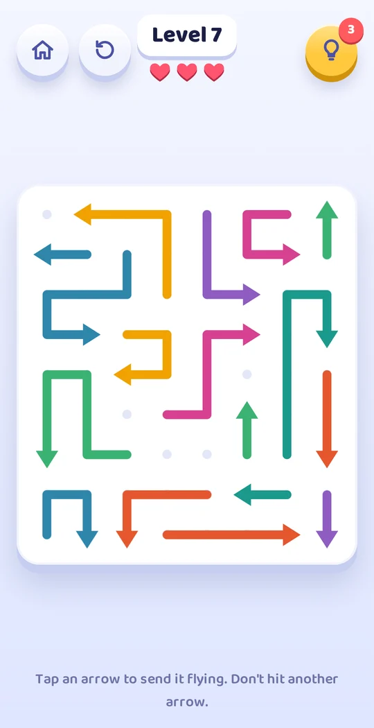 An Arrow Away level with bent arrows on a white board